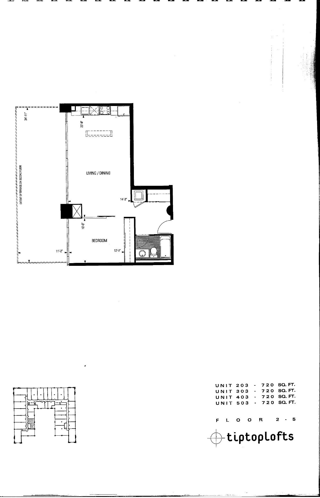 Units 203 / 303 / 403 / 503 floor plan
