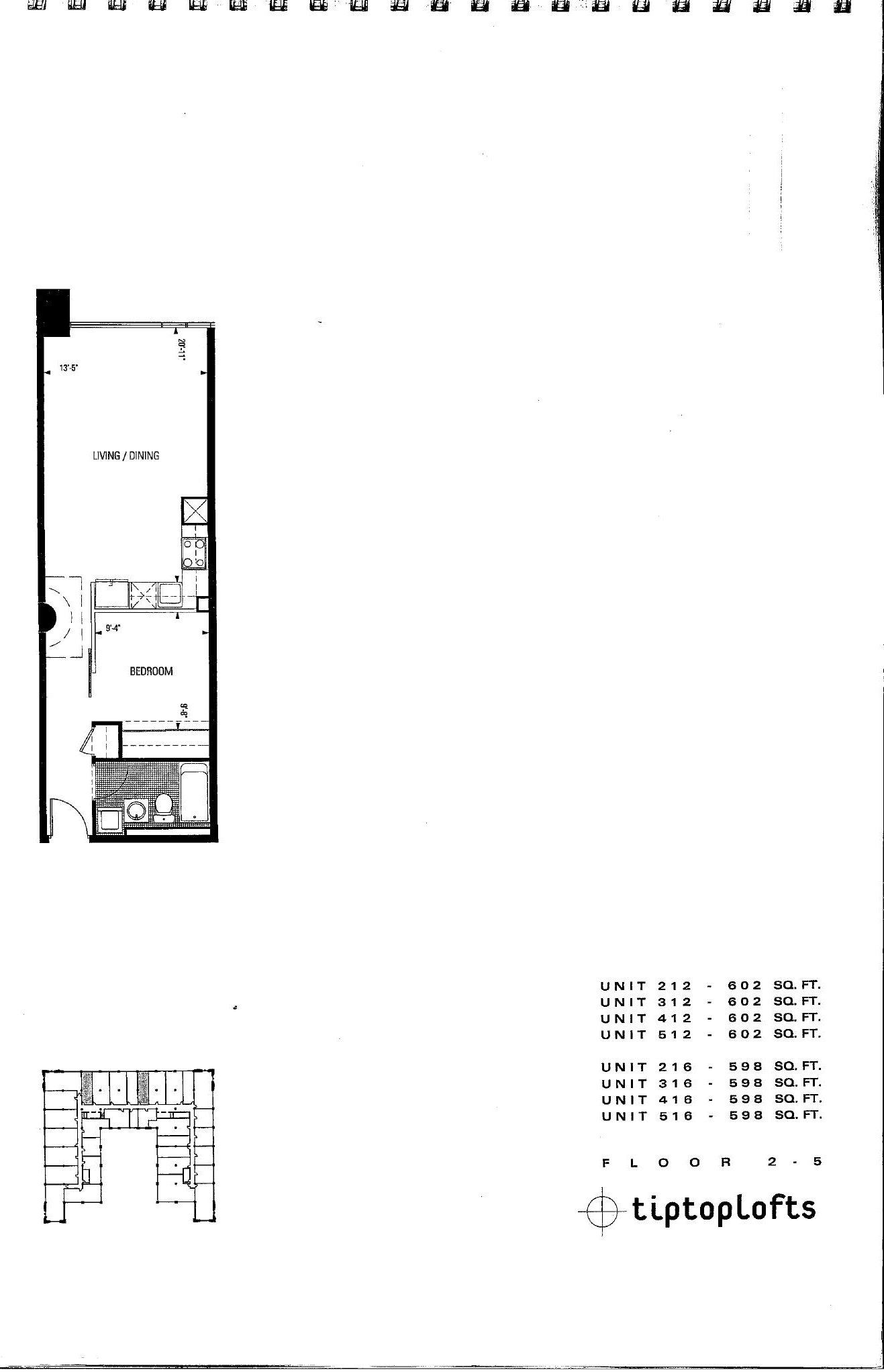 Units 212-216 / 312-316 / 412-416 / 512-516 floor plan