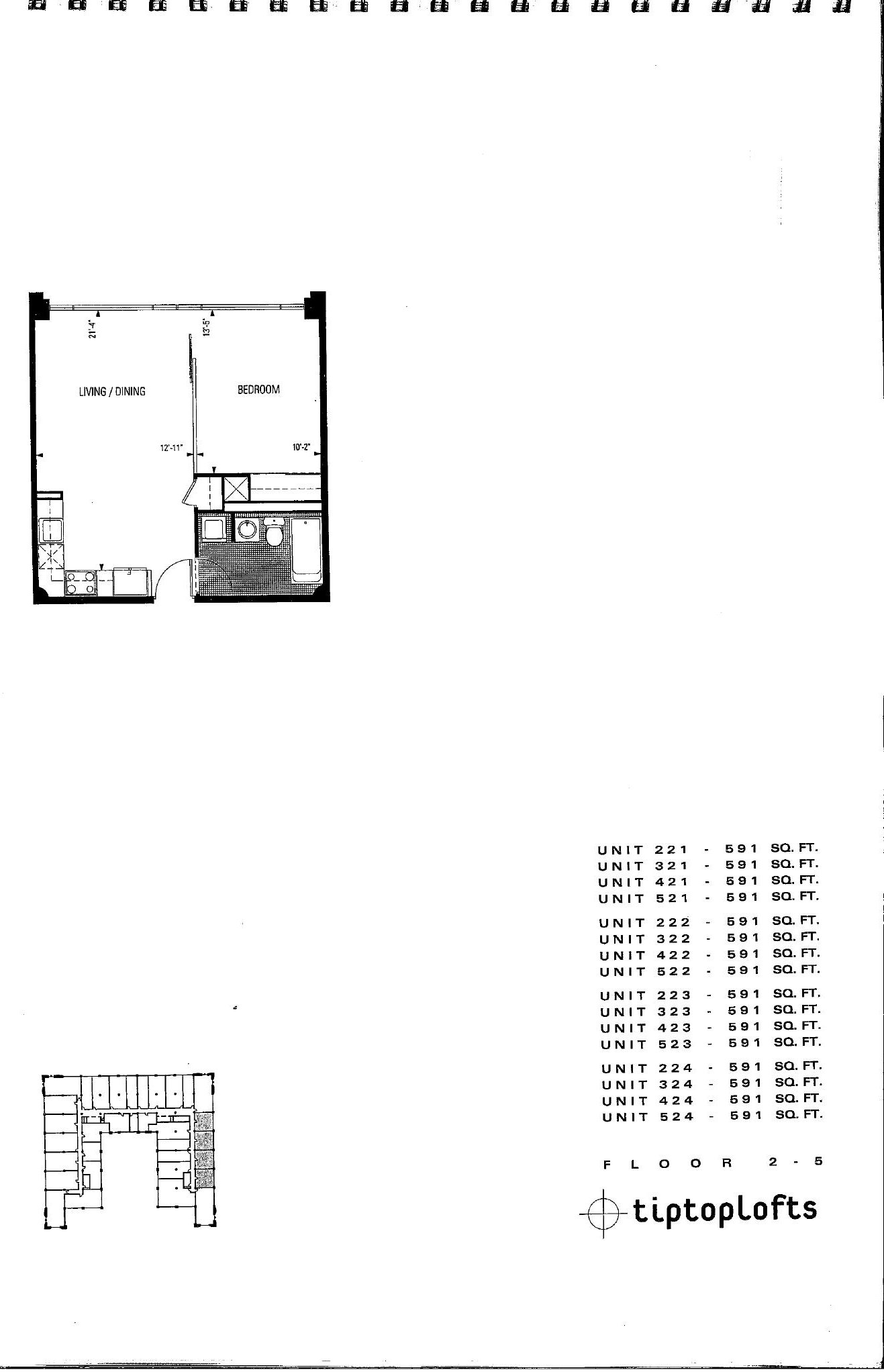 Units 221-224 / 321-324 / 421-424 / 521-524 floor plan