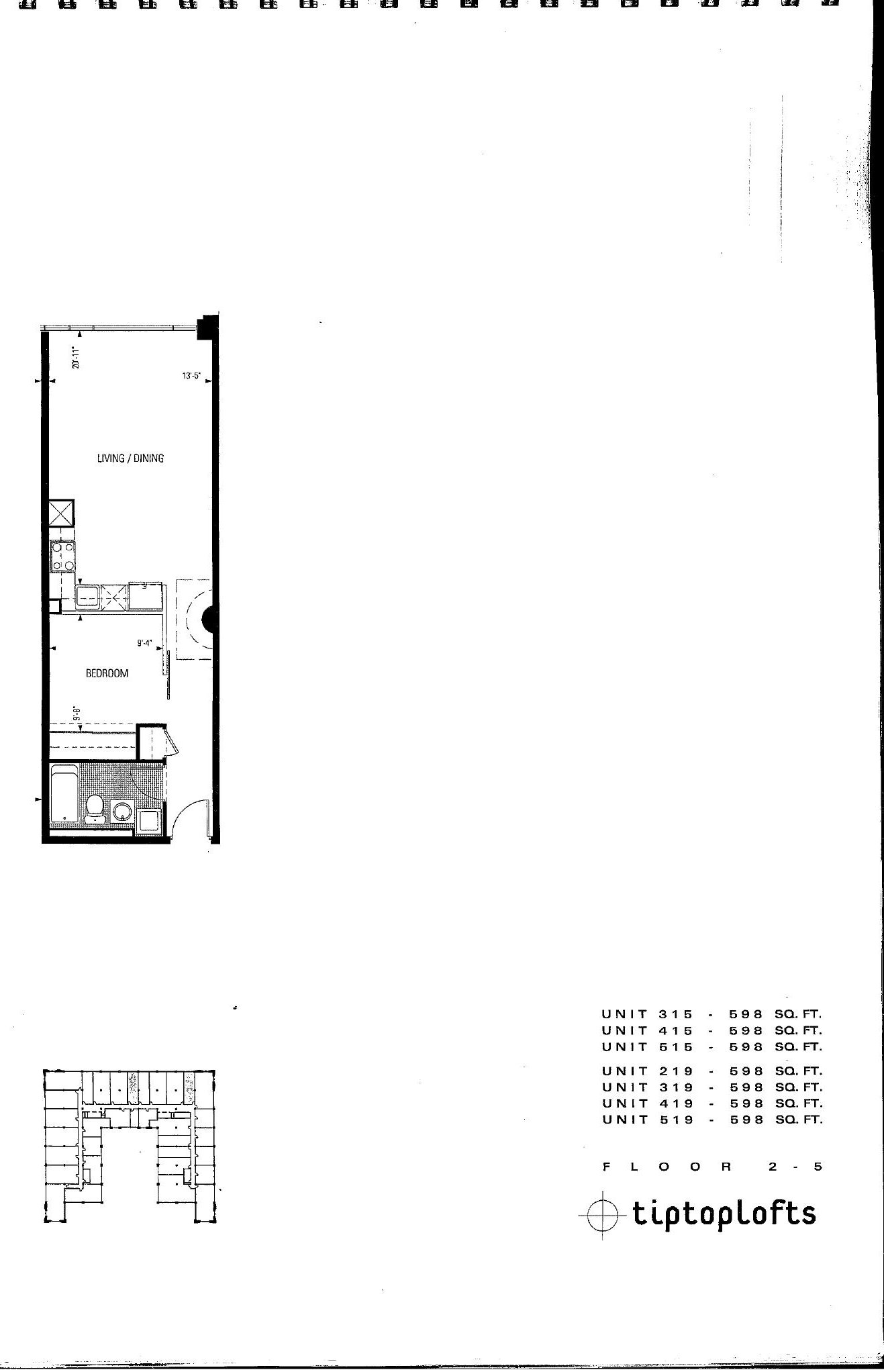 Units 315-319 / 415-419 / 515-519 floor plan